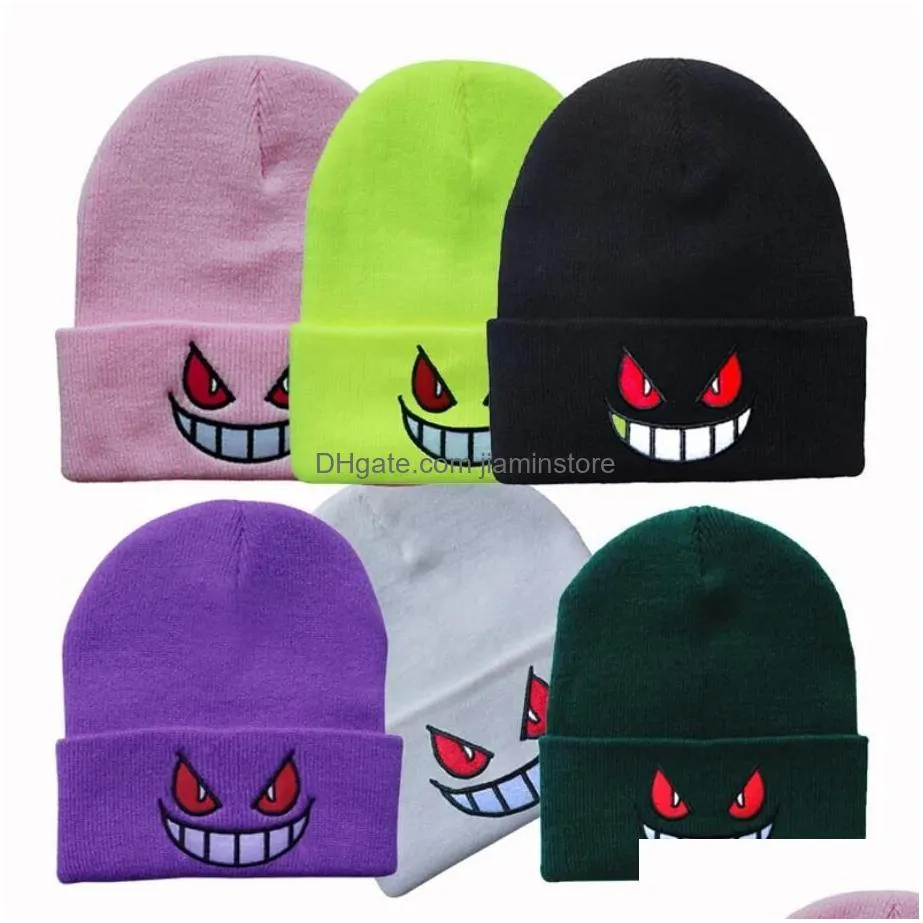 Beanie/Skull Caps Winter Outdoor Beanie For Uni Knitted Kawaii  Hood Hat Casual Birthday Halloween Hats Cycling Skiing Cap 8 Col Dh41V