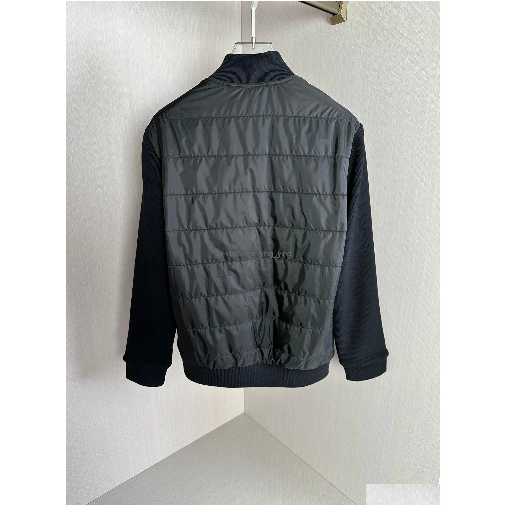 highend brand designer jacket fashion knitting material stitching design asian size black jacket high quality luxury mens jacket