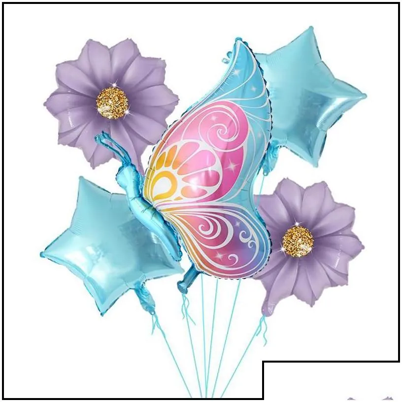 balloon 5pcs butterfly ladybug helium balloons set flowers leaves foil balloon wedding garden birthday party decoration baby shower