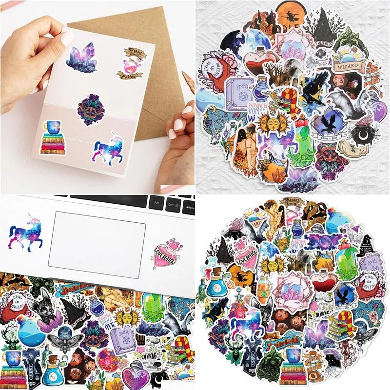 50pcs magic stickers skate accessories vinyl waterproof sticker for skateboard laptop luggage phone case car decals party decor