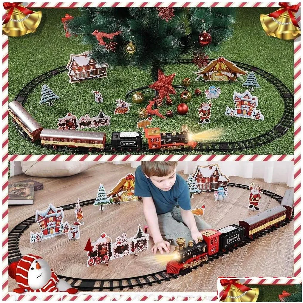 electric/rc track engine cargo car and long tracks electric track toy train set with steam locomotive battery operated play toys smo