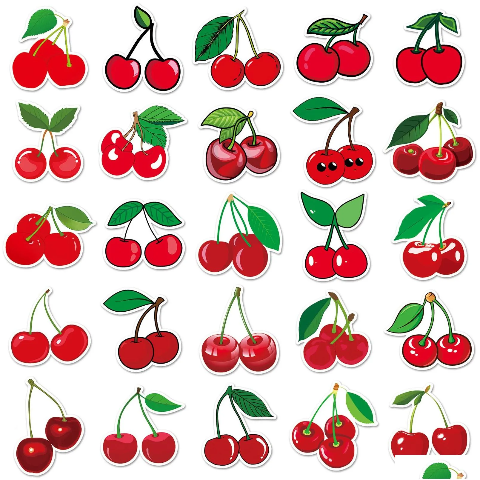 50pcs cherry stickers skate accessories waterproof vinyl sticker for skateboard laptop luggage bicycle motorcycle phone car decals