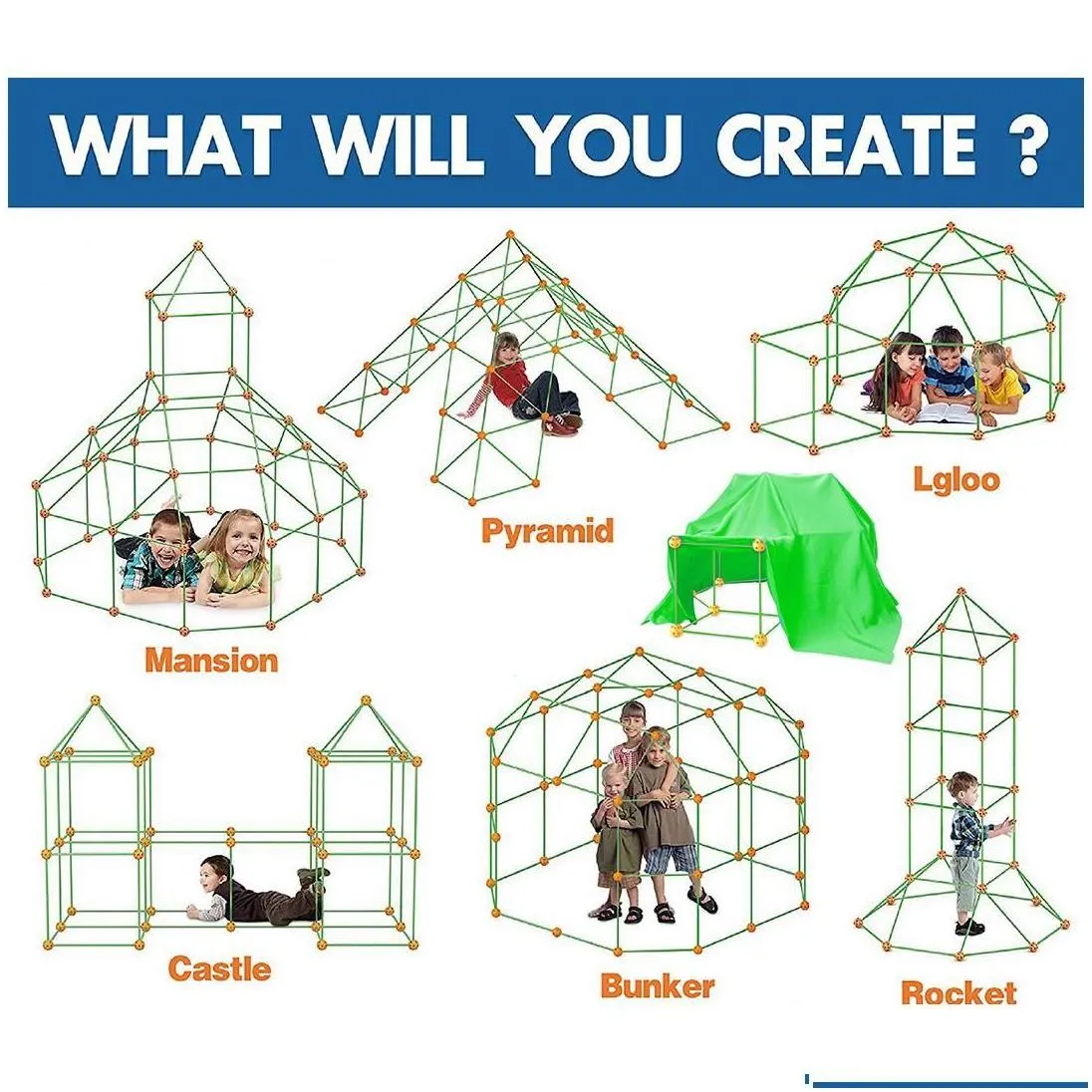 architecture/diy house diy house fort building kit 87 pieces air forts builder construction toys fun castles tunnels play tent tower