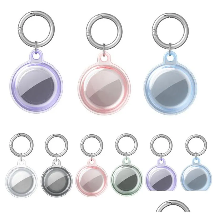 airtag loop tpu case clear soft full protector cover for airtags locator anti-lost device keychain protective sleeve smart accessories