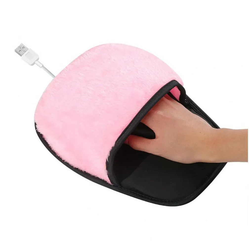 epacket usb heated mouse pad with wrist guard hand warmer winter pink