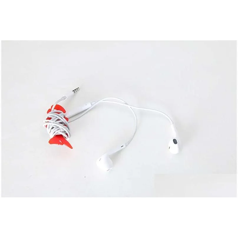 1000pcs stylish fish bone pvc auto cable cord wire organizer roller bobbin winder smart wrap for headphone earphone