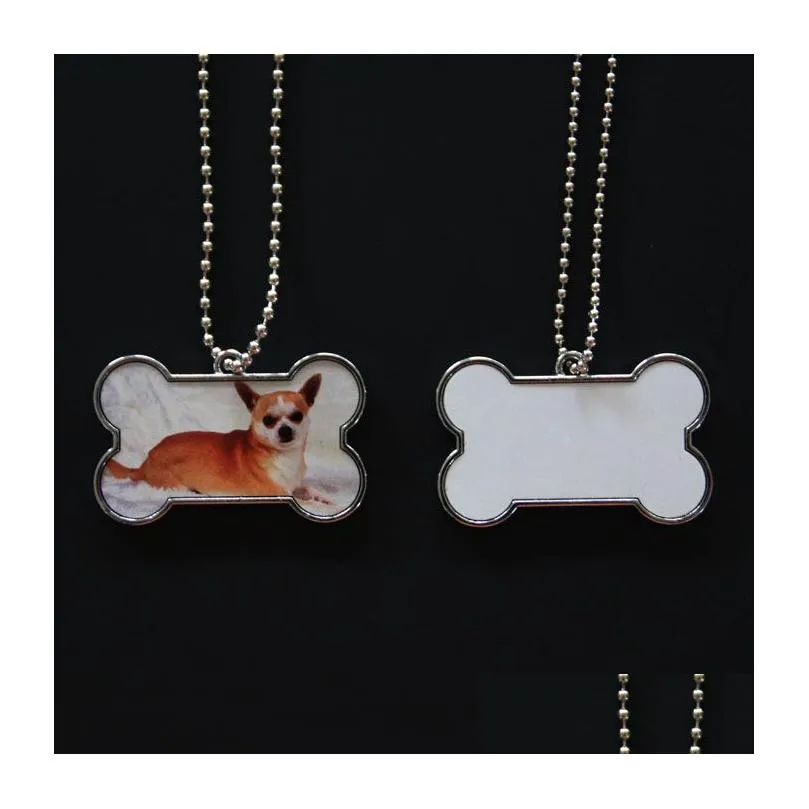 metal dogs tag pendant for blank sublimation ink transfer printing heat press diy both sides can print with chain