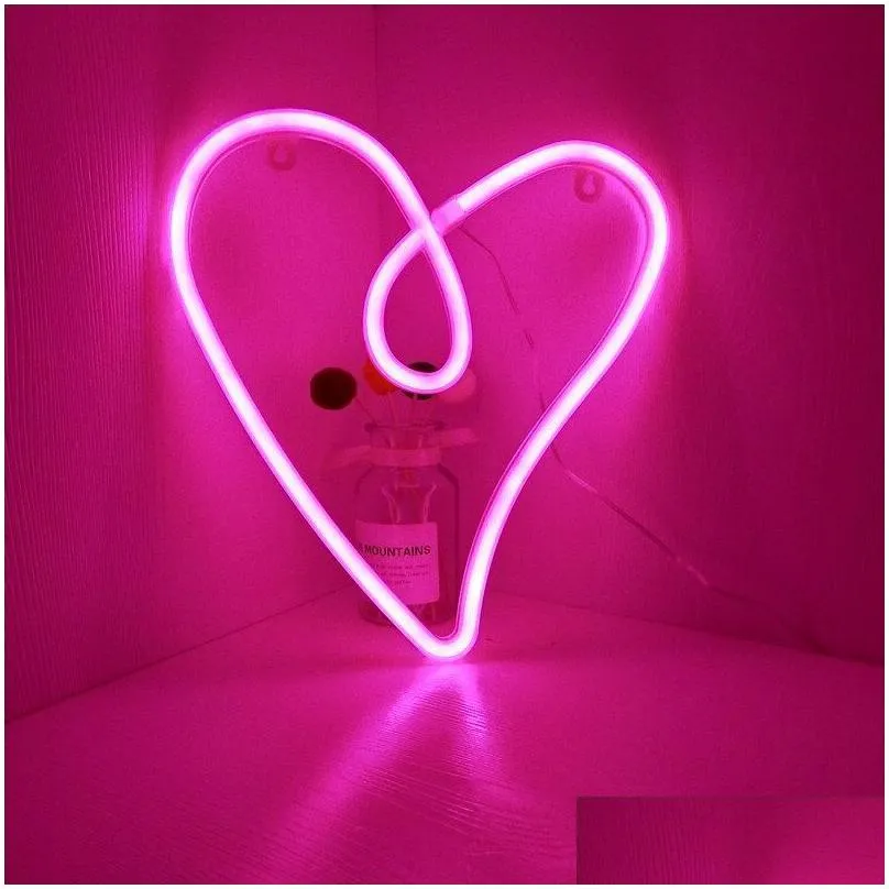 led neon sign smd2835 indoor night light love heart rainbow cat home lighting model usb decorations table lamps for holiday xmas party