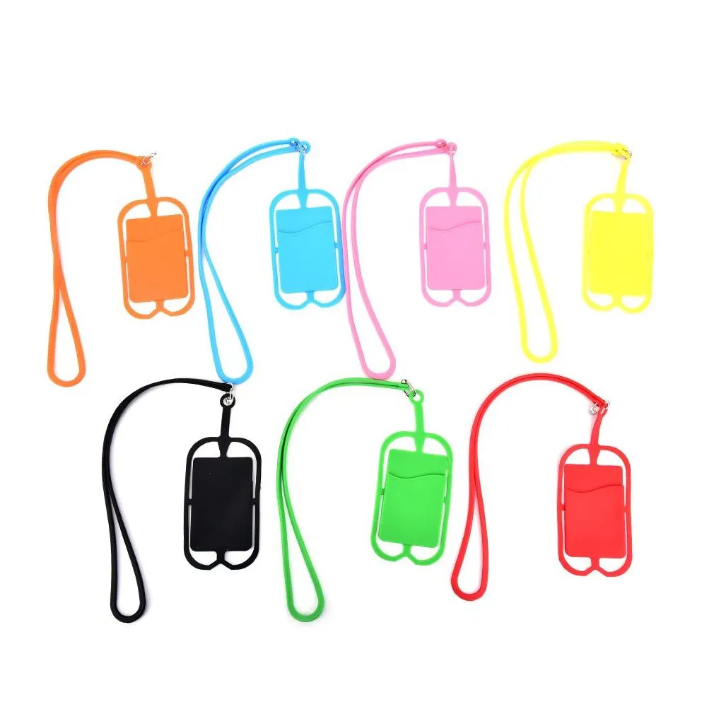 universal cell phone lanyard card holder silicone wallet case credit id card bag holder pocket wallet card holder with lanyard