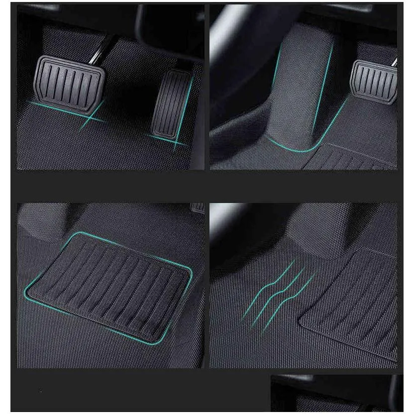 Floor Mats & Carpets For Tesla Model 3 2021 Floor Mat Waterproof Non-Slip Modified Model3 Accessories 3Pcs/Set Fly Surrounded Special Dhjfp