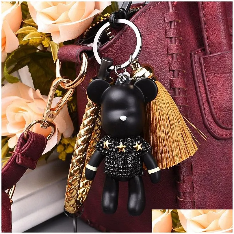 fashion accessories cartoon gy bear keychain cute bag charm holder resin key chain fo k004 black