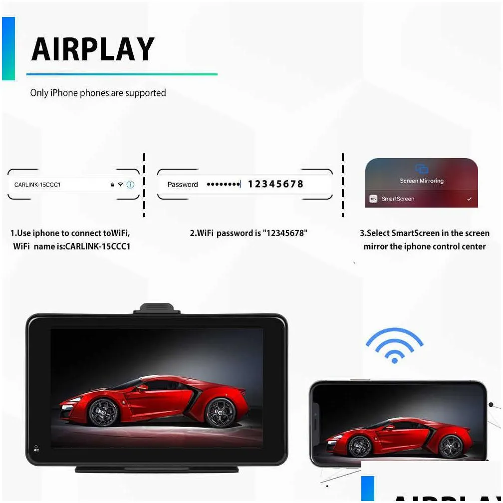 s podofo universal 7 car radio wireless carplay android auto multimedia video player touch screen monitor tablet smart tv l230619