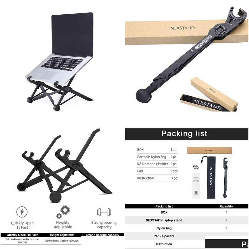 nexstand k2 laptop stand folding portable laptop stand viewing angle height adjustable bracket laptop accessories notebook stand