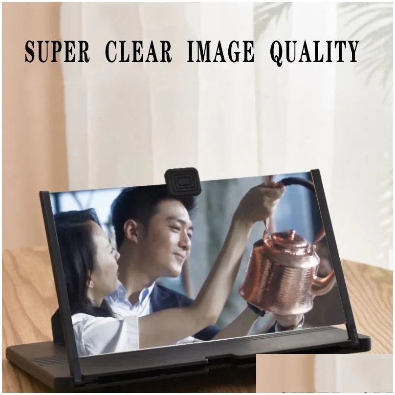 12 inch mobile phone screen high-definition amplifier pull-out 3d mobile phone magnifying glass mobile phone holder