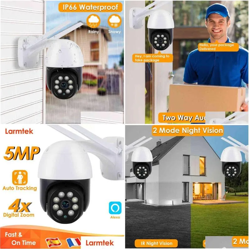 5mp hd ip camera mini video surveillance cameras wifi wireless ptz cctv home security camera outdoor auto tracking 4x zoom alexa