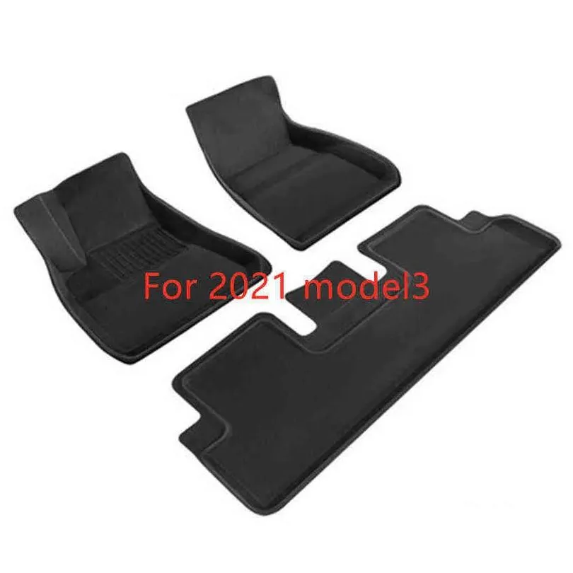 Floor Mats & Carpets For Tesla Model 3 2021 Floor Mat Waterproof Non-Slip Modified Model3 Accessories 3Pcs/Set Fly Surrounded Special Dhjfp