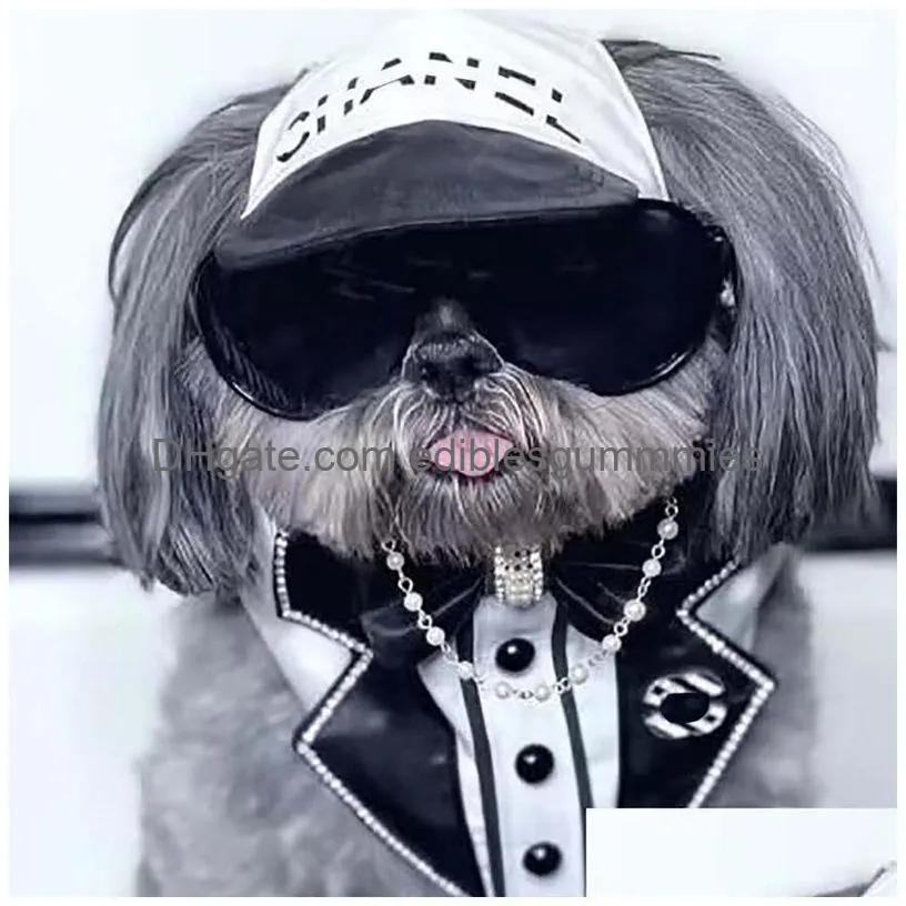 fashion printed dog cap designer adjustable sunhat teddy schnauzer outdoor p o hats dog hair ornaments