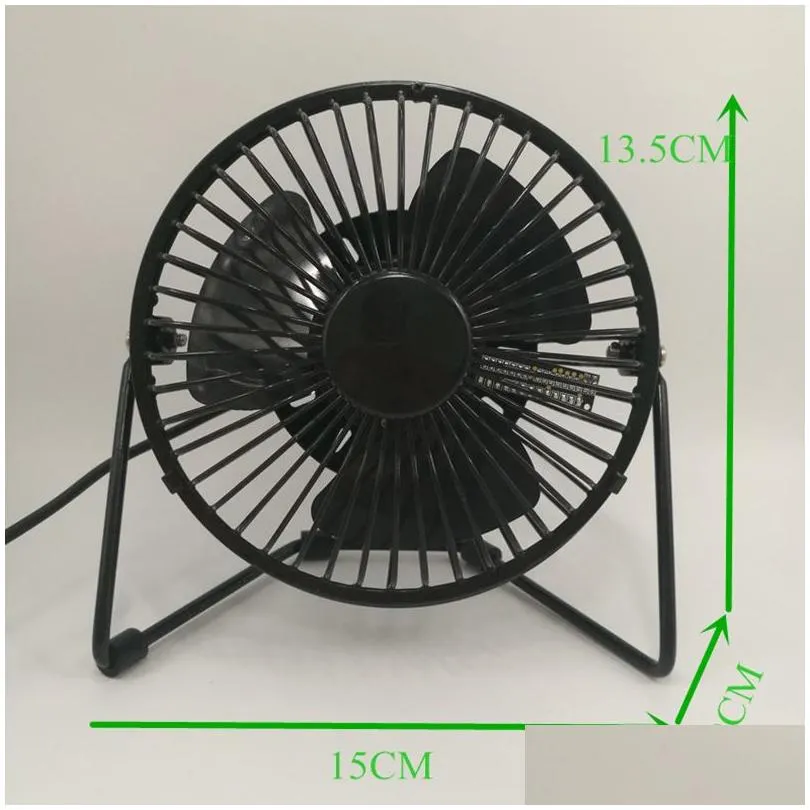 2021 desktop fan clock and temperature display with metal frame usb powered led flash electric personal cooling fans