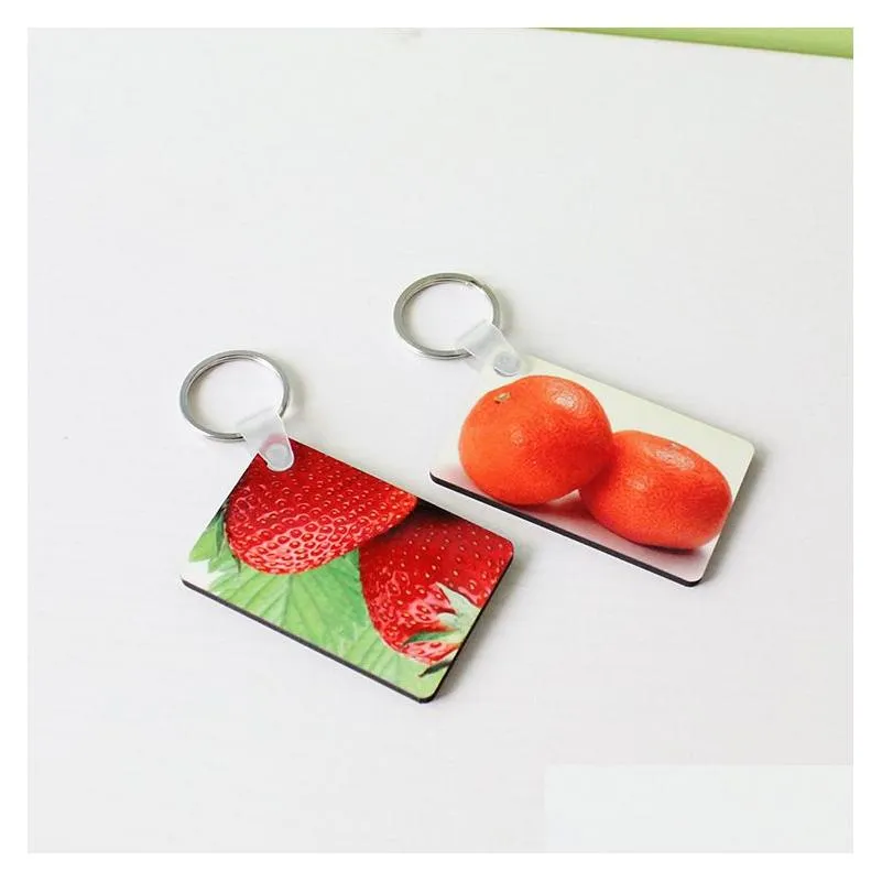 fashion double sides print diy oem sublimation wooden square heart shaped key rings white blank mdf key chain for heat press machine