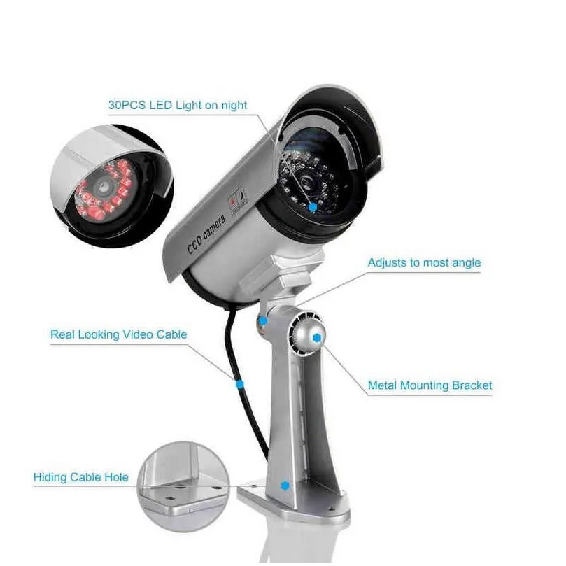 jooan outdoor dummy camera surveillance wireless led light fake camera home cctv security camera simulated video surveillance aa220315