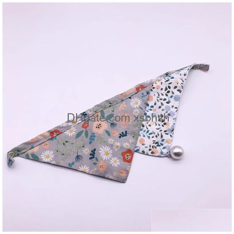 trendy printed pet saliva towels 2 pattern lovely charm pet bandanas fashion soft touch pet cat dog cute triangle scarf