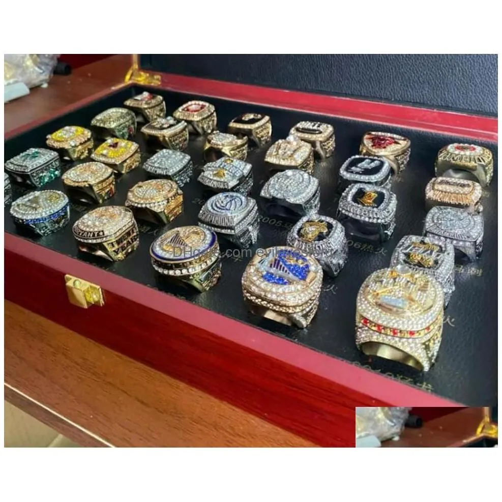 solitaire ring 55pcs 1967 to 2023 basketball team champions championship set with wooden box souvenir men women boy fan brithday gif