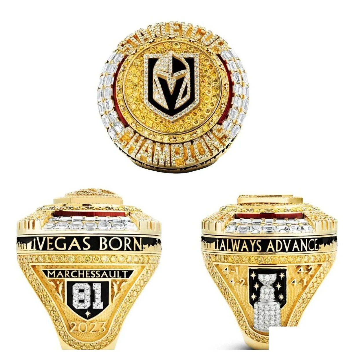 with side stones 2022 2023 golden knights  cup team champions championship ring with wooden display box souvenir men fan gift c