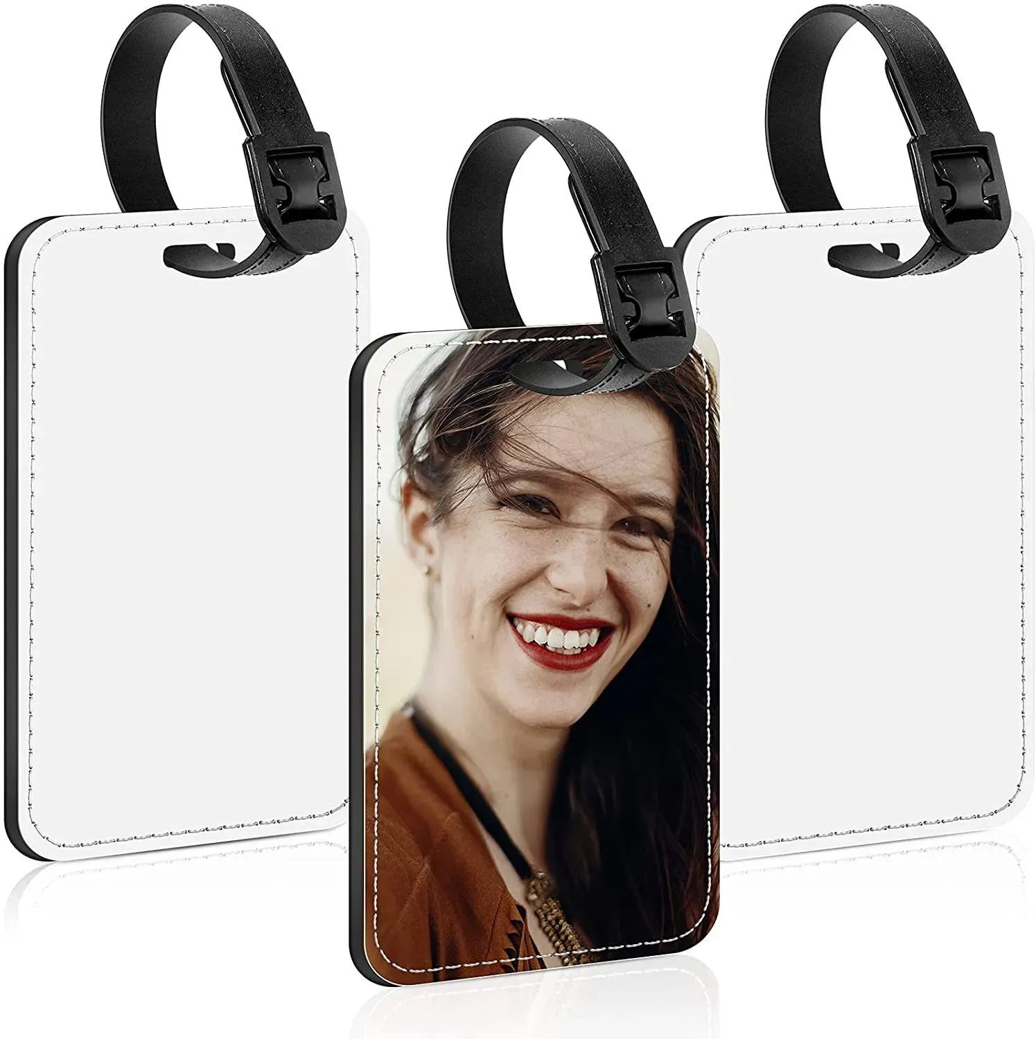 Sublimation blanks Neoprene Luggage Tags White Blank Travel Tags with Strap Double Sides Suitcase Label Tag Heat Transfer DIY Name ID Card 4 x 2.75 Inch