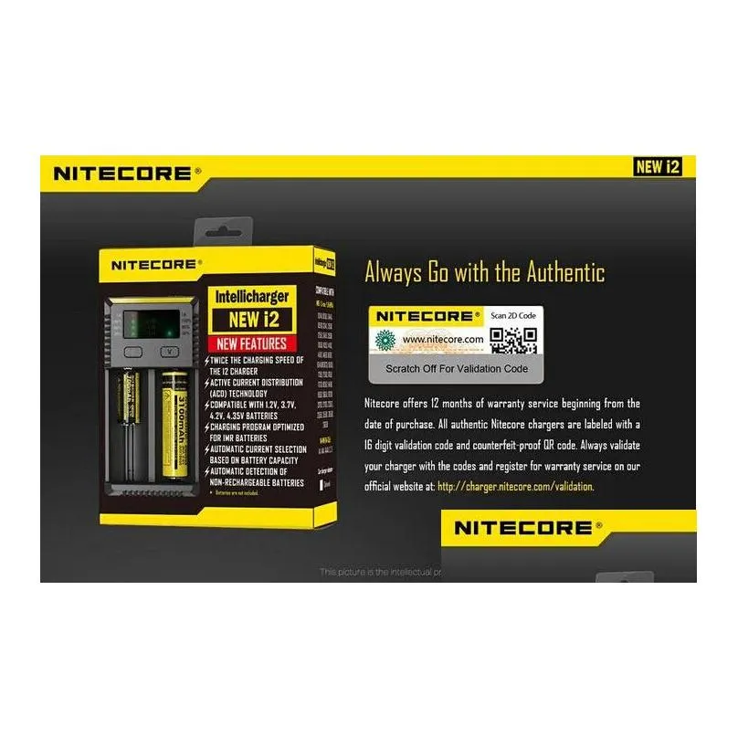 2016 original nitecore i2 intellicharger  for li-ion ni-mh 18650 14500 with car  vs nitecore i2 i4 um10  