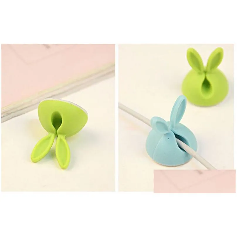 20sets rabbit ear cable winder earphone cable organizer wire storage silicon  cable wrap cord holder clips for mp3