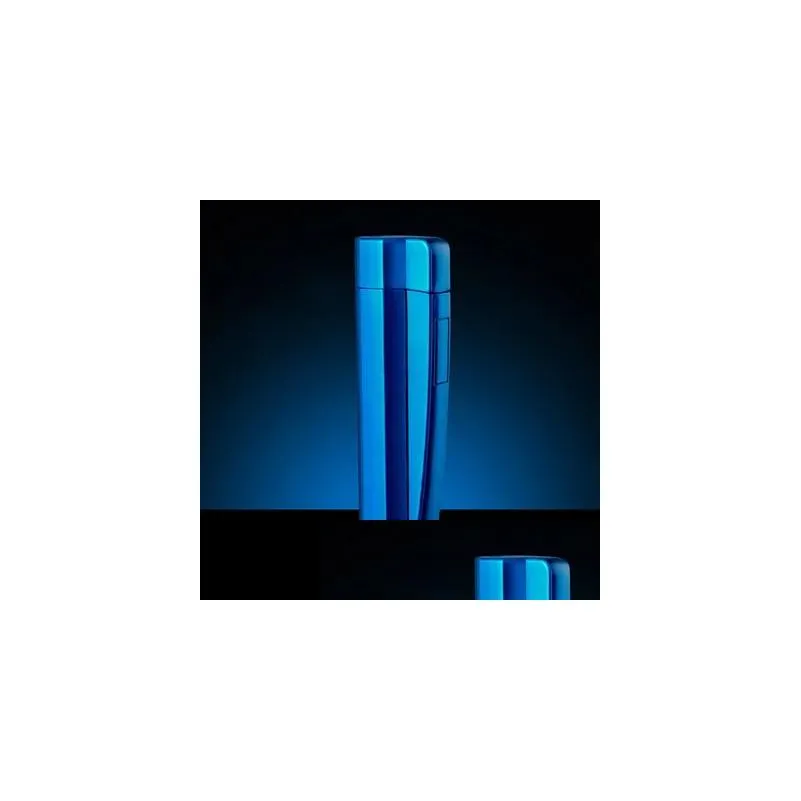  windproof cigarette torch cigar lighter side press ignition metal  lighter blue flame refillable butane gas lighters gadgtes