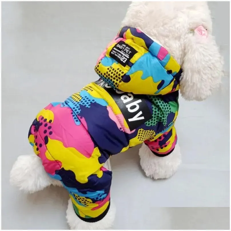 dog apparel winter pet puppy dog clothes fashion camo printed small dog coat warm cotton jacket pet outfits ski suit for dogs cats costume