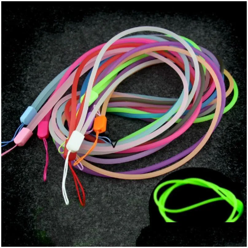  pvc mobile phone rope creative tide luminous colorful transparent silicone shell mobile phone lanyard strap flash drives id cards