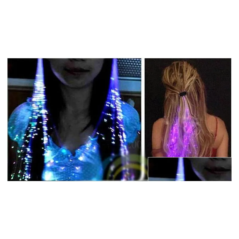 flash night lights braid luminous light up led hair extension party hair glow by fiber surprise price 