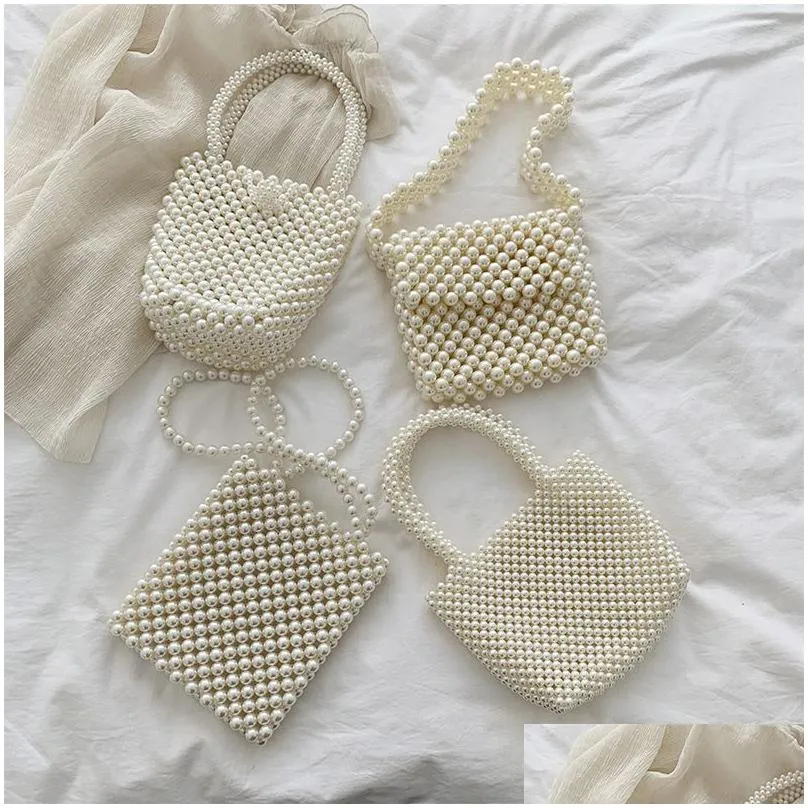 summer lady mini messenger bag ins hand-made pearl bag prepare the pearl beaded bag handbag lipstick cell phone pouches