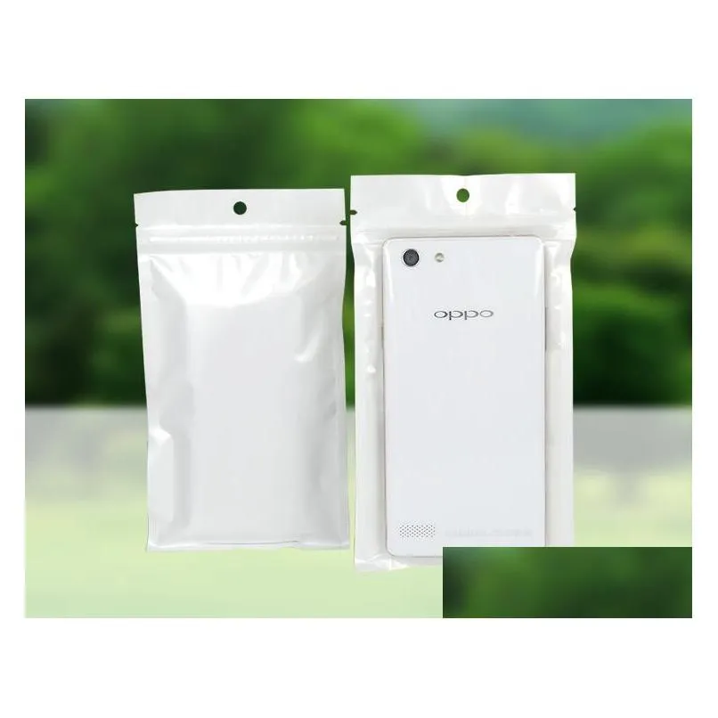 clear white pearl plastic poly bags opp packing zipper lock package accessories pvc retail boxes hand hole for usb iphone samsung cell