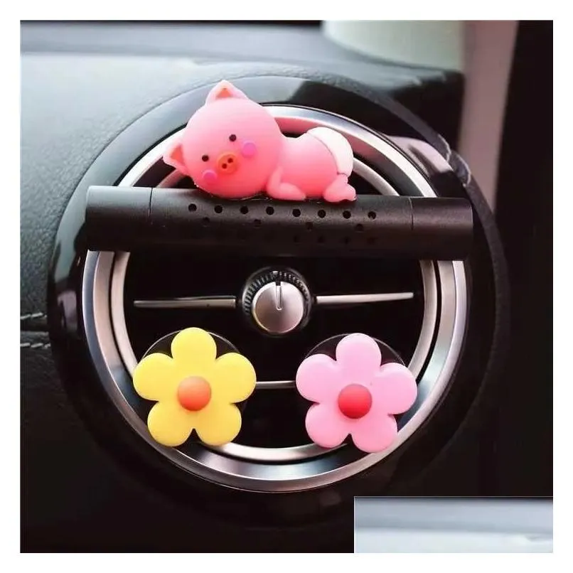 Interior Decorations Car Air Freshener Cartoon Girl Riding A Broom Cute Per Metal Aromatherapy Vent Accessories Drop Delivery Dhaik