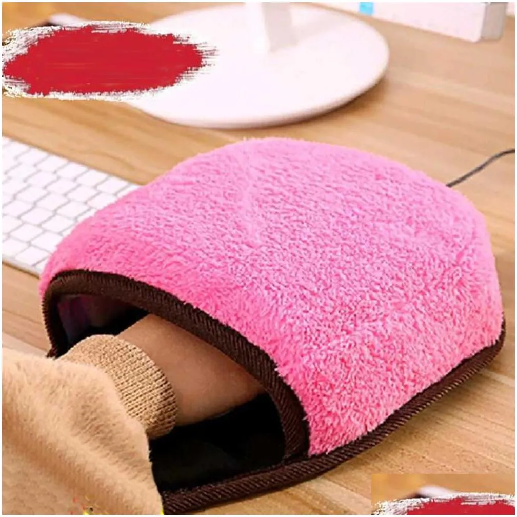 epacket usb heated mouse pad with wrist guard hand warmer winter pink