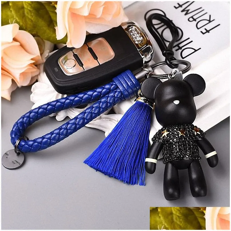 fashion accessories cartoon gy bear keychain cute bag charm holder resin key chain fo k004 black