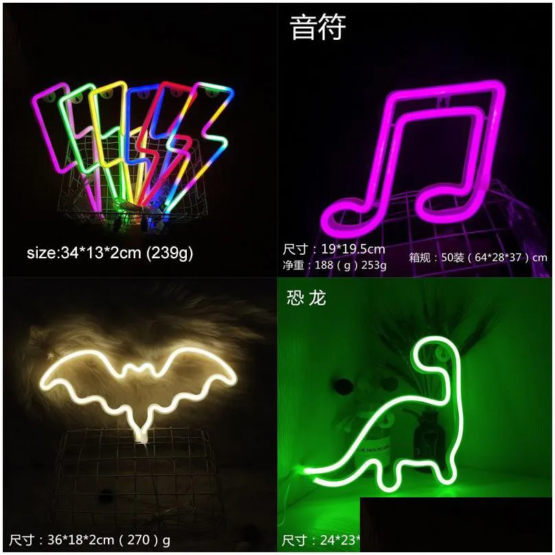 multi styles neon light signs wall decor led lamp rainbow battery or usb operated table night lights for girls children baby room