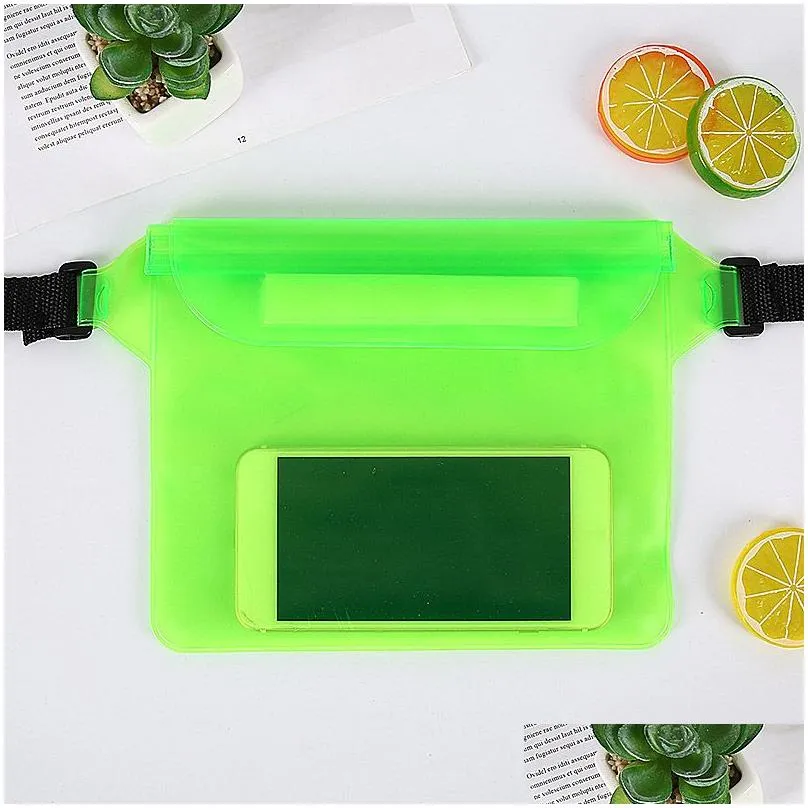 the three-layer sealed storage bag pvc waterproof waist bag outdoor beach mobile phone waterproof bag