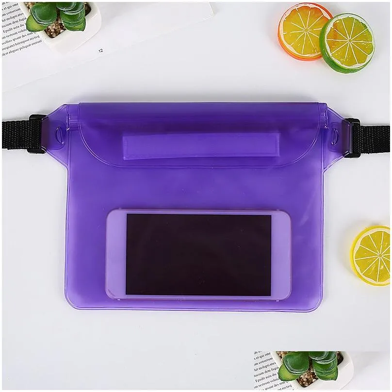 the three-layer sealed storage bag pvc waterproof waist bag outdoor beach mobile phone waterproof bag