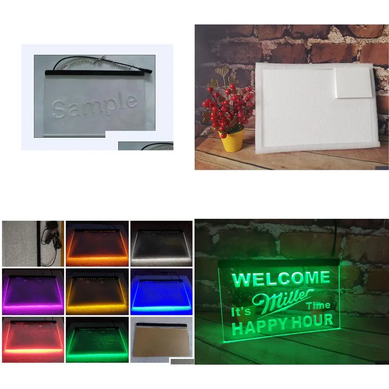 b28 welcome miller time happy hour 2 size bar led neon signhome decor shop crafts