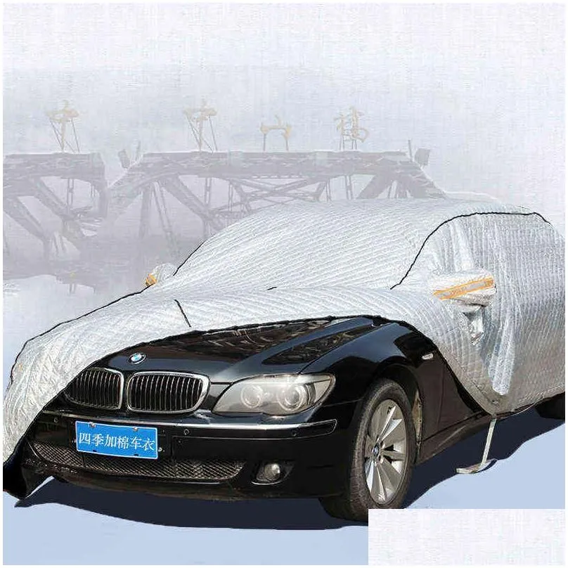 Car Covers Yika Fl Car Er Winter Plus Super Thief Waterproof Thicken Case Sun Shade Snow Exterior Protection Protect Indoor Outdoor H2 Dhynt