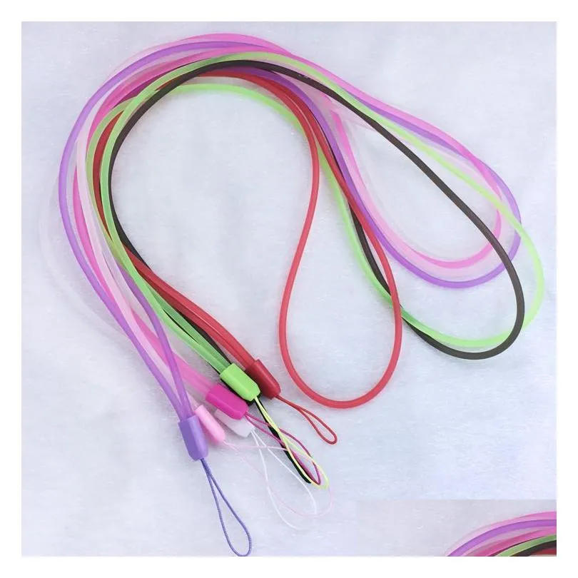  pvc mobile phone rope creative tide luminous colorful transparent silicone shell mobile phone lanyard strap flash drives id cards
