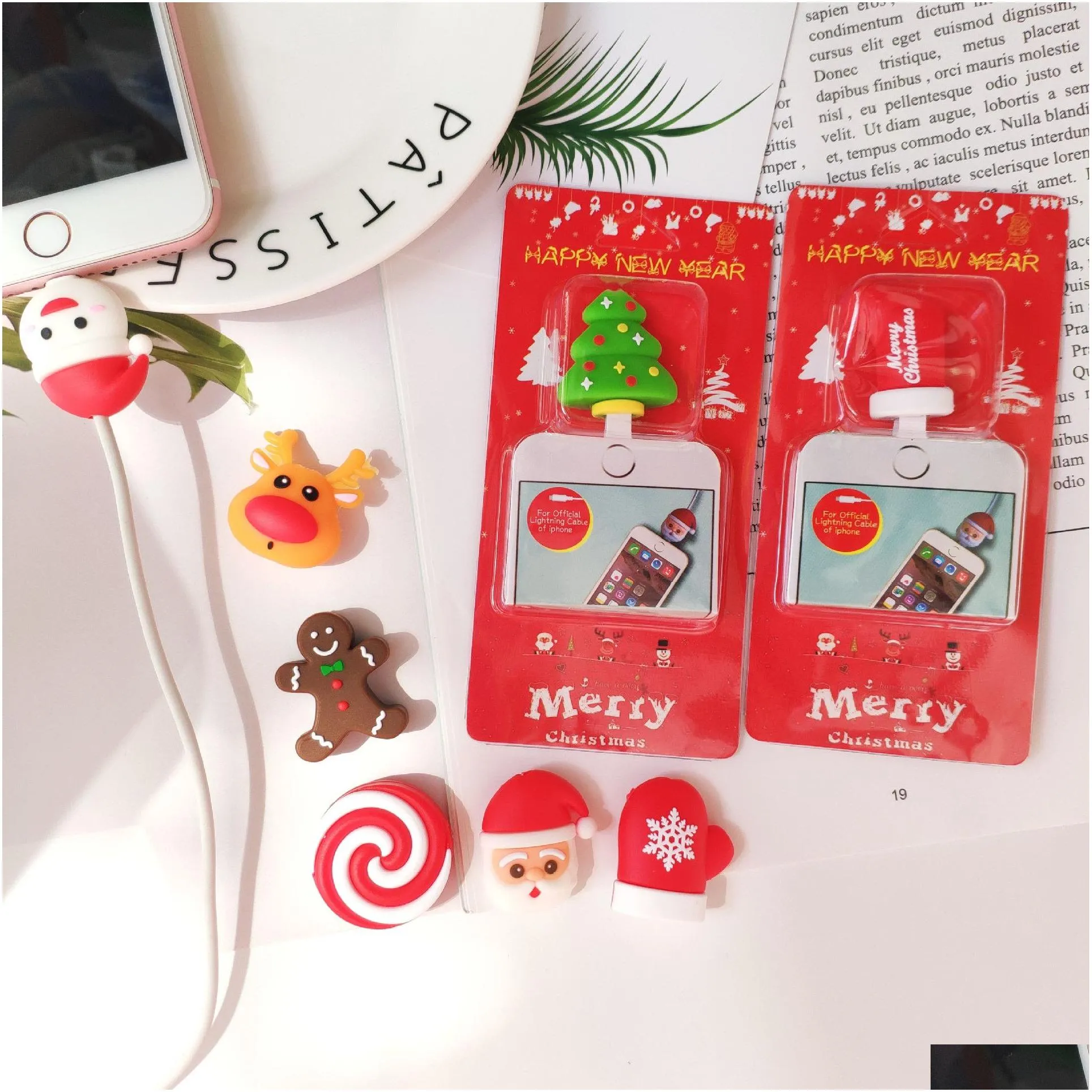 cable data line protector lovely animal bite protection organizer winder christmas xmas chompers charging wire holder biting iphone