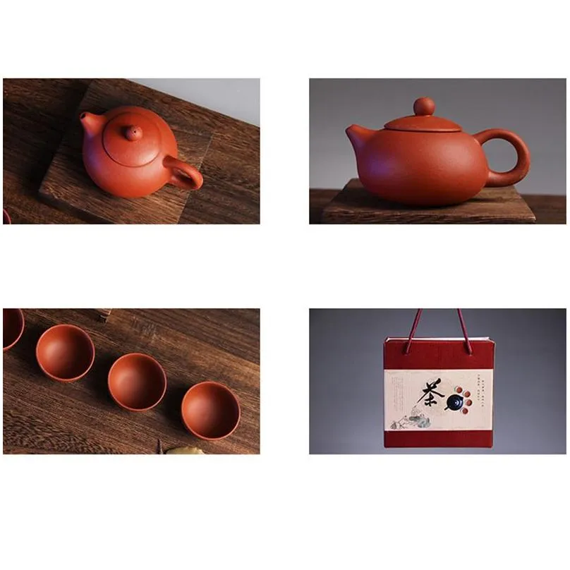 chinese traditional travel tea set purple clay kung fu tea set tea cup mug package ceramic gift teapot with giftbox