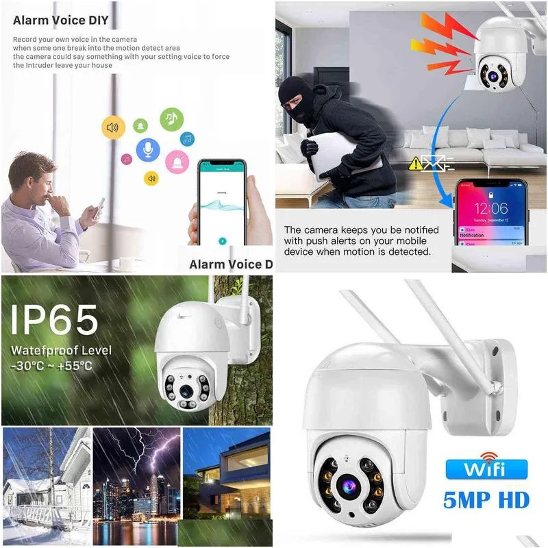 ip camera 5mp hd outdoor ai human detection audio 3mp wireless security cctv camera p2p digital zoom surveillance wifi camera aa220315