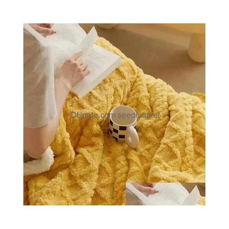 blankets thickened lamb plush blanket plush fleece plaids for bed sofa warm mantas throw blankets coral velet quilt home textile