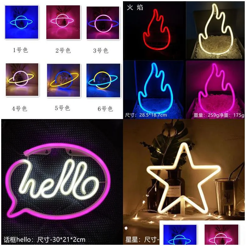 multi styles neon light signs wall decor led lamp rainbow battery or usb operated table night lights for girls children baby room